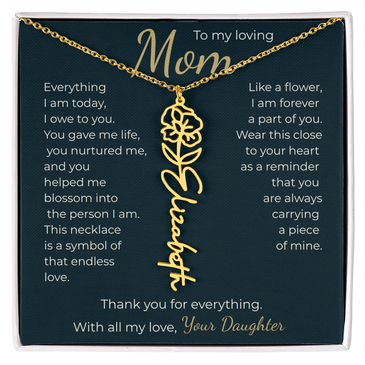 To My Mom - Personalized Birth Flower Name Necklace - The Love Sparkle