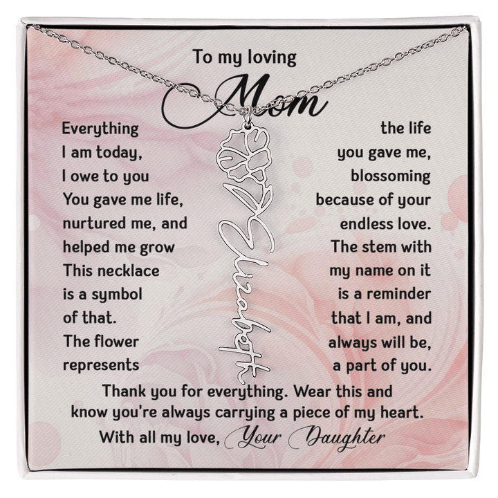 To My Mom - Personalized Birth Flower Name Necklace - The Love Sparkle