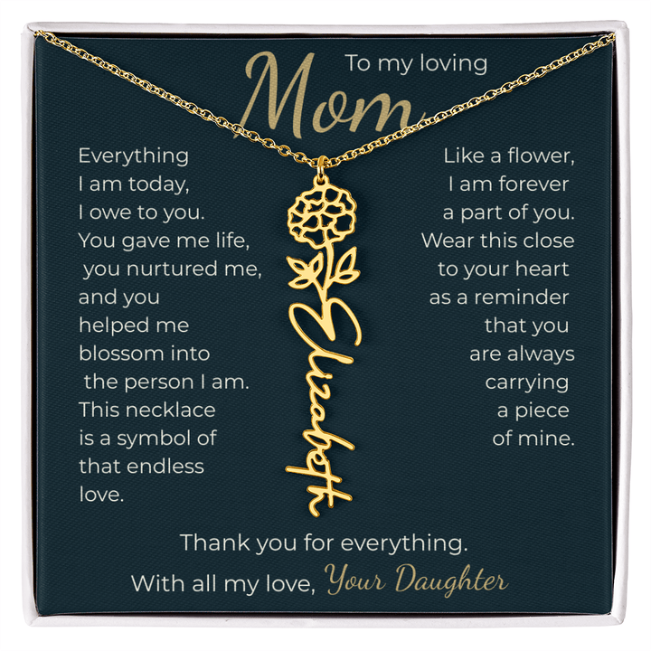 To My Mom - Personalized Birth Flower Name Necklace - The Love Sparkle