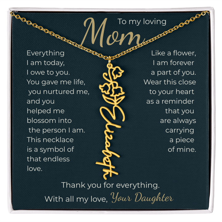 To My Mom - Personalized Birth Flower Name Necklace - The Love Sparkle