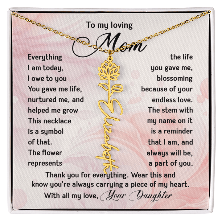 To My Mom - Personalized Birth Flower Name Necklace - The Love Sparkle