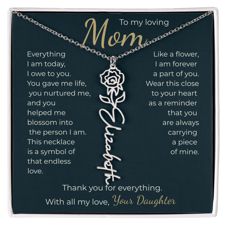 To My Mom - Personalized Birth Flower Name Necklace - The Love Sparkle