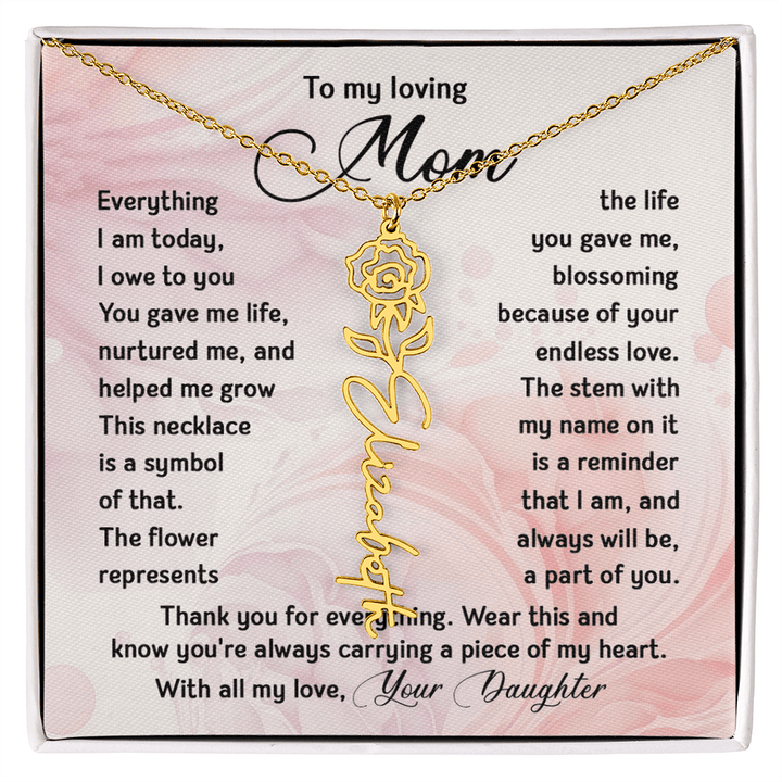 To My Mom - Personalized Birth Flower Name Necklace - The Love Sparkle
