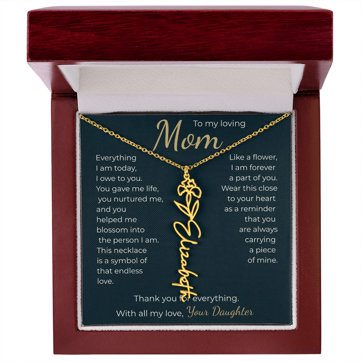 To My Mom - Personalized Birth Flower Name Necklace - The Love Sparkle