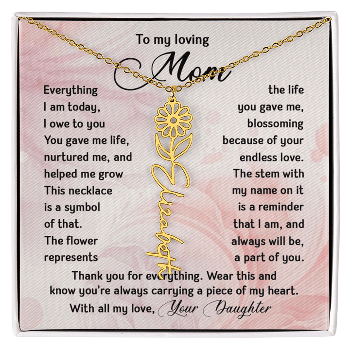To My Mom - Personalized Birth Flower Name Necklace - The Love Sparkle