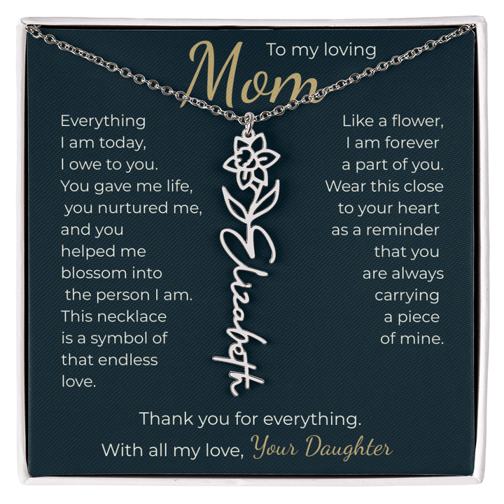 To My Mom - Personalized Birth Flower Name Necklace - The Love Sparkle
