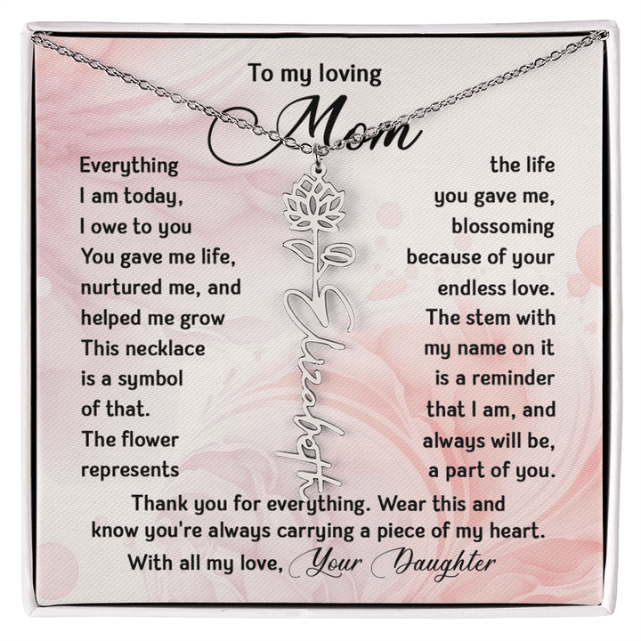 To My Mom - Personalized Birth Flower Name Necklace - The Love Sparkle