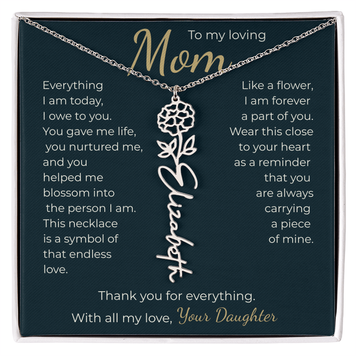 To My Mom - Personalized Birth Flower Name Necklace - The Love Sparkle