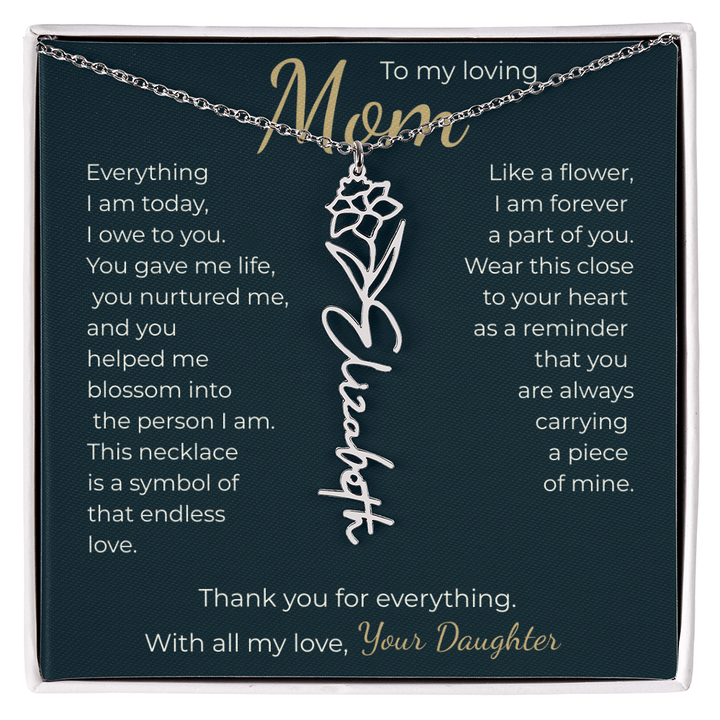 To My Mom - Personalized Birth Flower Name Necklace - The Love Sparkle