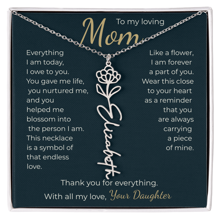 To My Mom - Personalized Birth Flower Name Necklace - The Love Sparkle