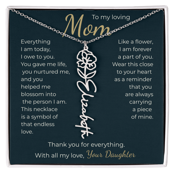 To My Mom - Personalized Birth Flower Name Necklace - The Love Sparkle