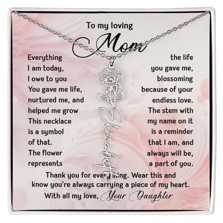 To My Mom - Personalized Birth Flower Name Necklace - The Love Sparkle