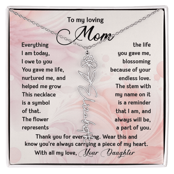 To My Mom - Personalized Birth Flower Name Necklace - The Love Sparkle