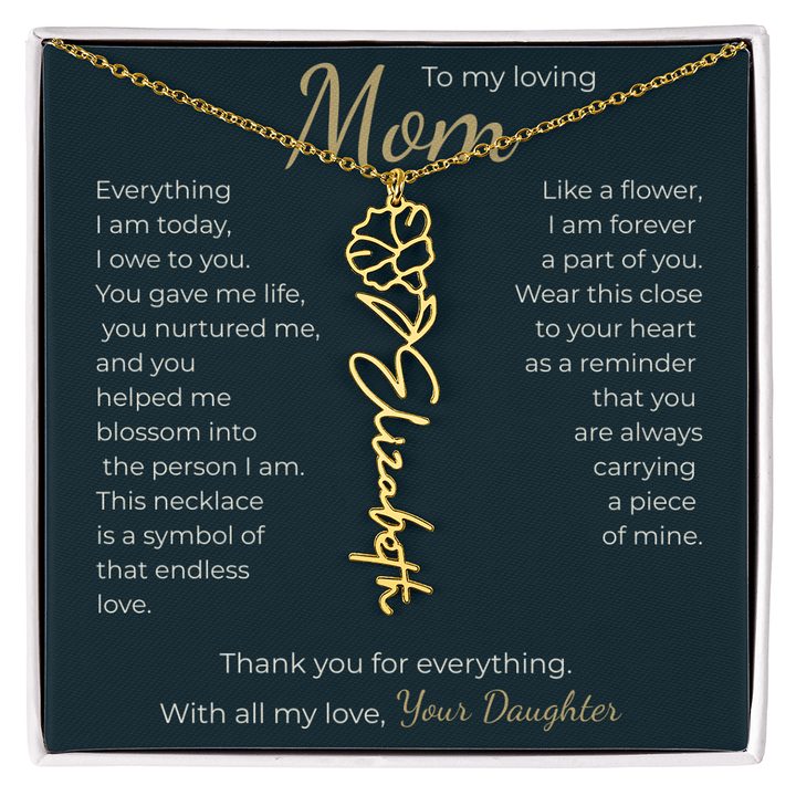 To My Mom - Personalized Birth Flower Name Necklace - The Love Sparkle