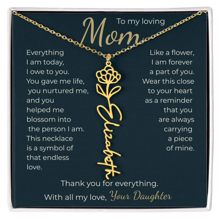 To My Mom - Personalized Birth Flower Name Necklace - The Love Sparkle