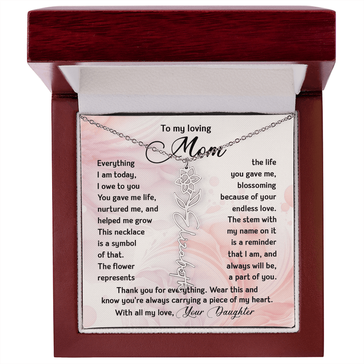 To My Mom - Personalized Birth Flower Name Necklace - The Love Sparkle