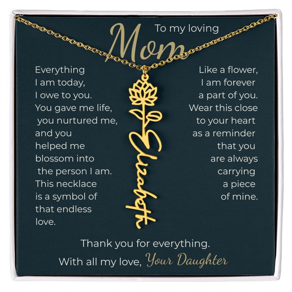 To My Mom - Personalized Birth Flower Name Necklace - The Love Sparkle