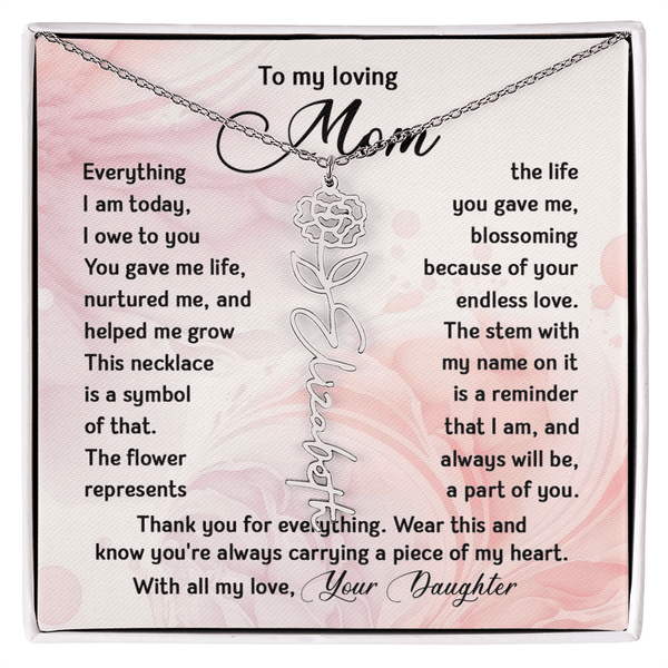 To My Mom - Personalized Birth Flower Name Necklace - The Love Sparkle
