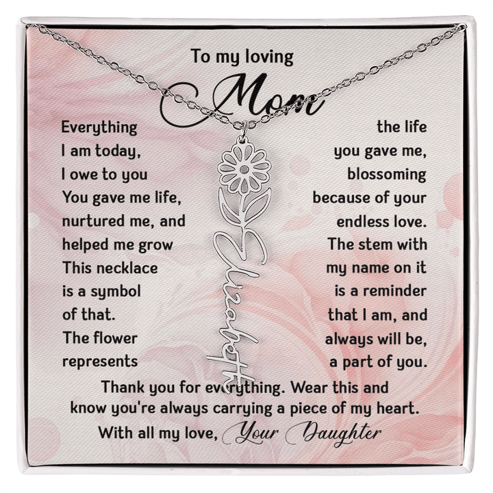 To My Mom - Personalized Birth Flower Name Necklace - The Love Sparkle