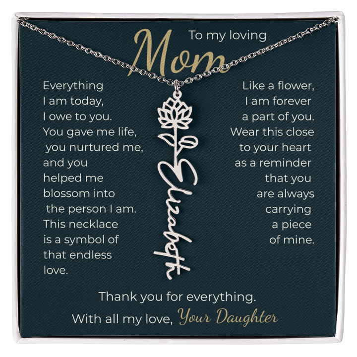 To My Mom - Personalized Birth Flower Name Necklace - The Love Sparkle