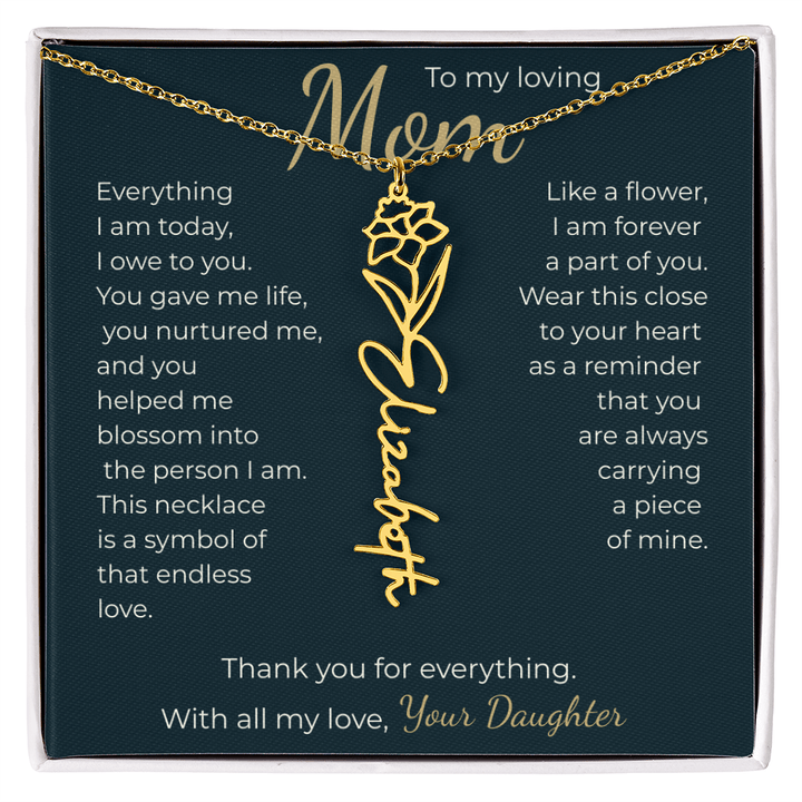 To My Mom - Personalized Birth Flower Name Necklace - The Love Sparkle