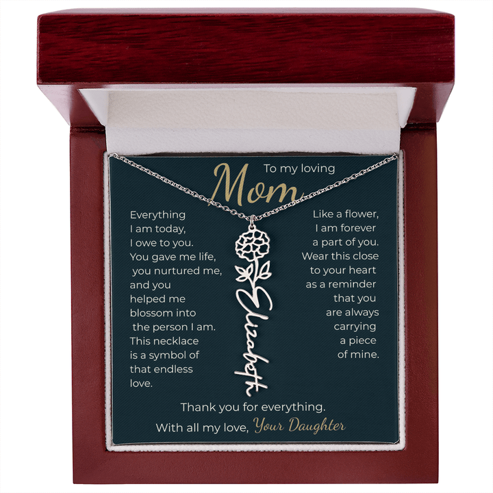 To My Mom - Personalized Birth Flower Name Necklace - The Love Sparkle