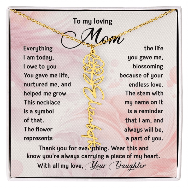 To My Mom - Personalized Birth Flower Name Necklace - The Love Sparkle