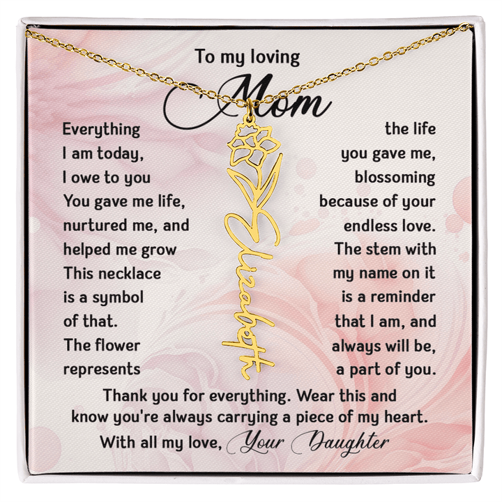 To My Mom - Personalized Birth Flower Name Necklace - The Love Sparkle