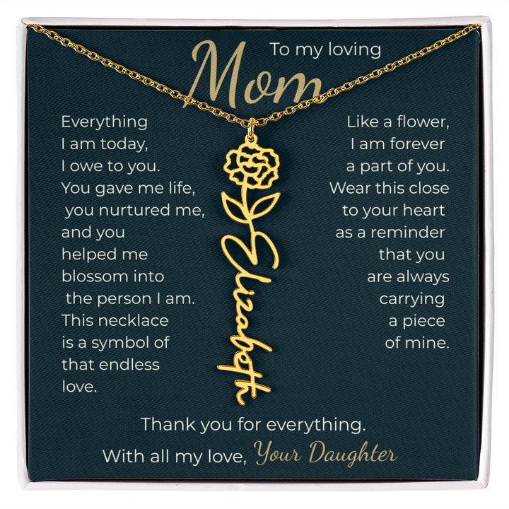 To My Mom - Personalized Birth Flower Name Necklace - The Love Sparkle