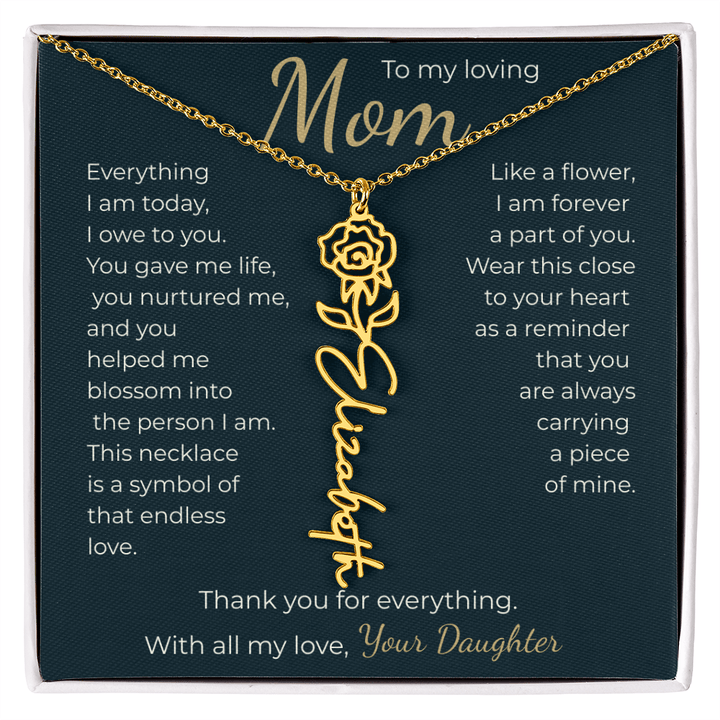 To My Mom - Personalized Birth Flower Name Necklace - The Love Sparkle