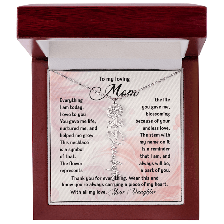 To My Mom - Personalized Birth Flower Name Necklace - The Love Sparkle