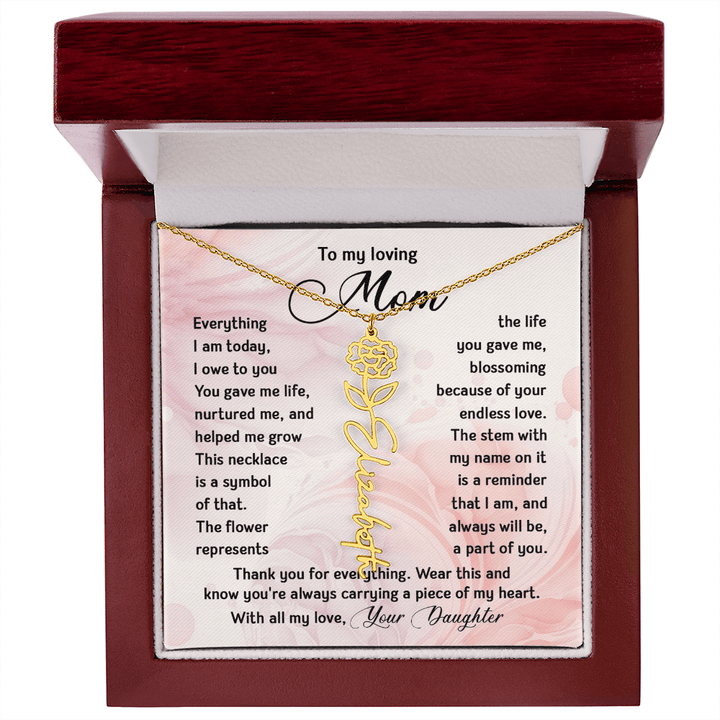 To My Mom - Personalized Birth Flower Name Necklace - The Love Sparkle