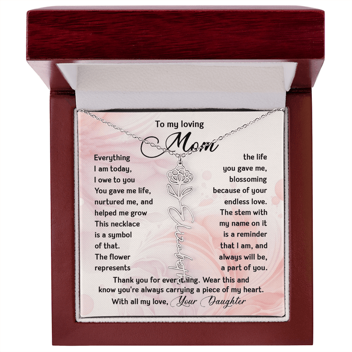 To My Mom - Personalized Birth Flower Name Necklace - The Love Sparkle