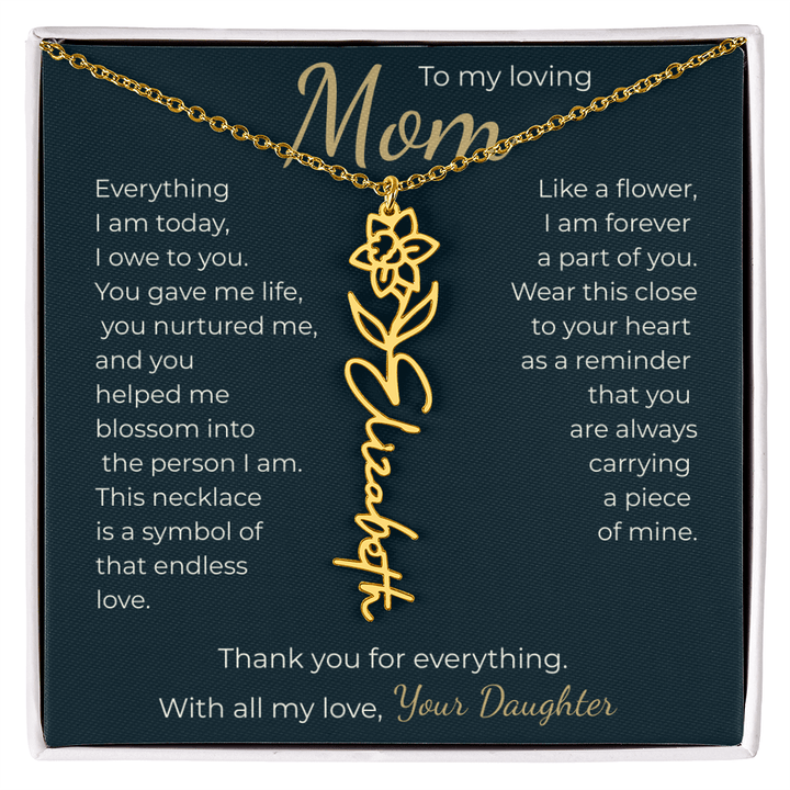 To My Mom - Personalized Birth Flower Name Necklace - The Love Sparkle