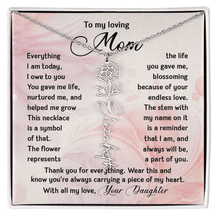 To My Mom - Personalized Birth Flower Name Necklace - The Love Sparkle
