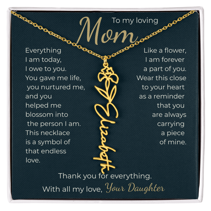 To My Mom - Personalized Birth Flower Name Necklace - The Love Sparkle