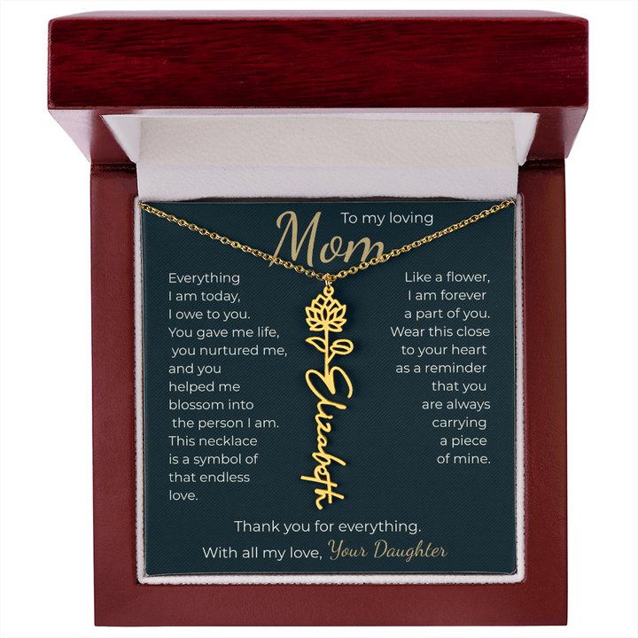 To My Mom - Personalized Birth Flower Name Necklace - The Love Sparkle