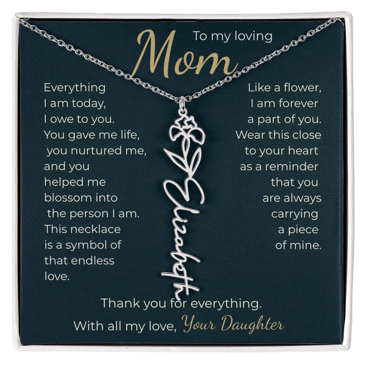 To My Mom - Personalized Birth Flower Name Necklace - The Love Sparkle