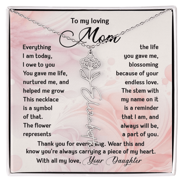 To My Mom - Personalized Birth Flower Name Necklace - The Love Sparkle