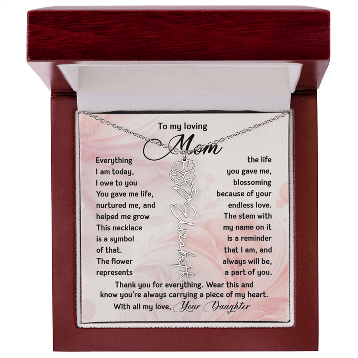 To My Mom - Personalized Birth Flower Name Necklace - The Love Sparkle