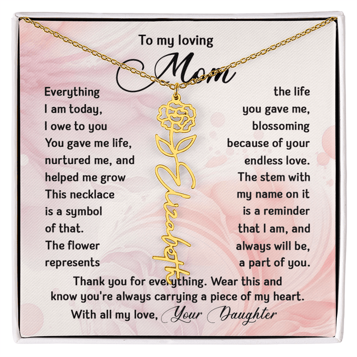 To My Mom - Personalized Birth Flower Name Necklace - The Love Sparkle