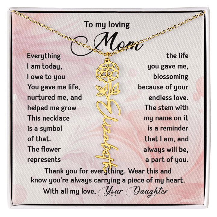 To My Mom - Personalized Birth Flower Name Necklace - The Love Sparkle