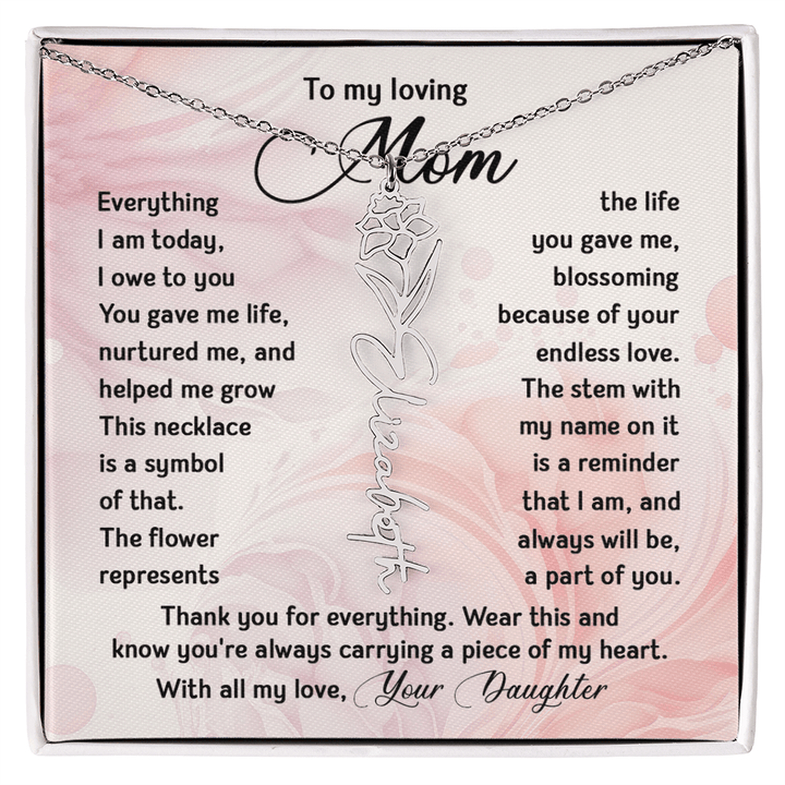To My Mom - Personalized Birth Flower Name Necklace - The Love Sparkle