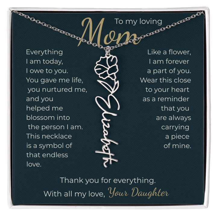 To My Mom - Personalized Birth Flower Name Necklace - The Love Sparkle