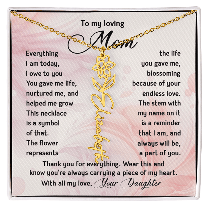 To My Mom - Personalized Birth Flower Name Necklace - The Love Sparkle