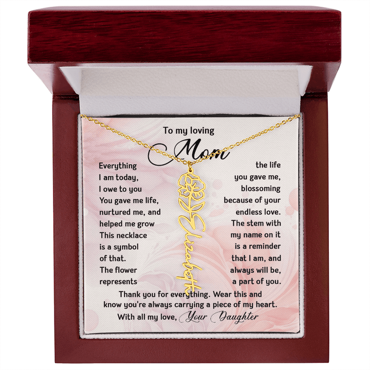 To My Mom - Personalized Birth Flower Name Necklace - The Love Sparkle