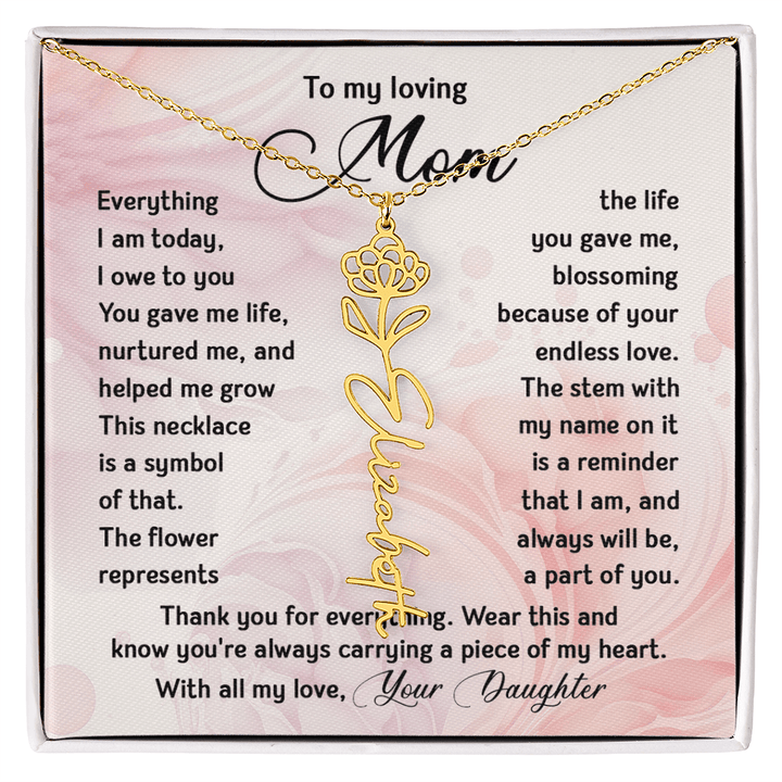 To My Mom - Personalized Birth Flower Name Necklace - The Love Sparkle