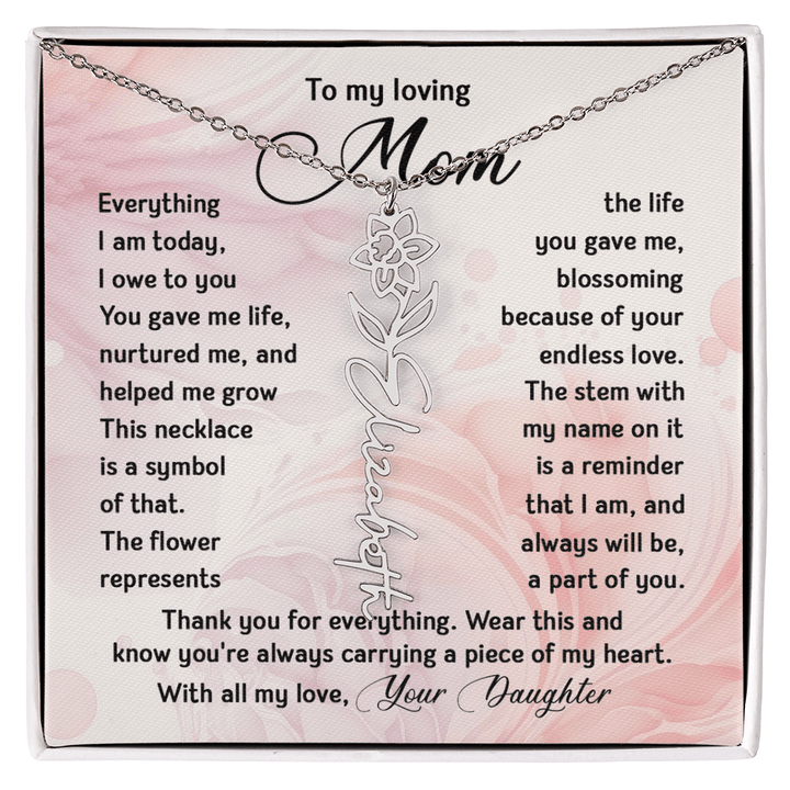 To My Mom - Personalized Birth Flower Name Necklace - The Love Sparkle