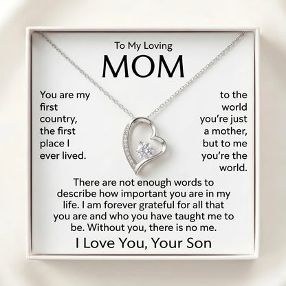 "To My Mom, You Are My Whole World" Forever Love Necklace – Meaningful Gift from Son for Birthday, Mother's Day & Any Occasion - The Love Sparkle