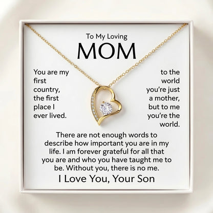 "To My Mom, You Are My Whole World" Forever Love Necklace – Meaningful Gift from Son for Birthday, Mother's Day & Any Occasion - The Love Sparkle